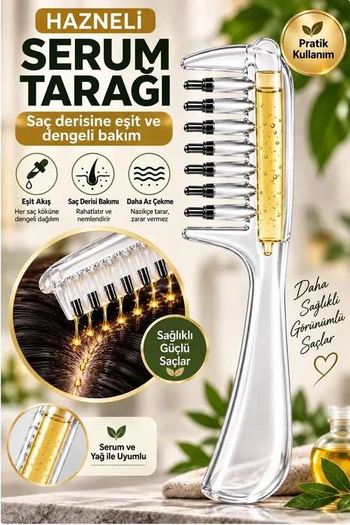 Serum Hazneli Saç Tarağı Hazneli Saç Derisi Yağ Serum Tarağı Masaj Başlıklı Tarak - 37174288