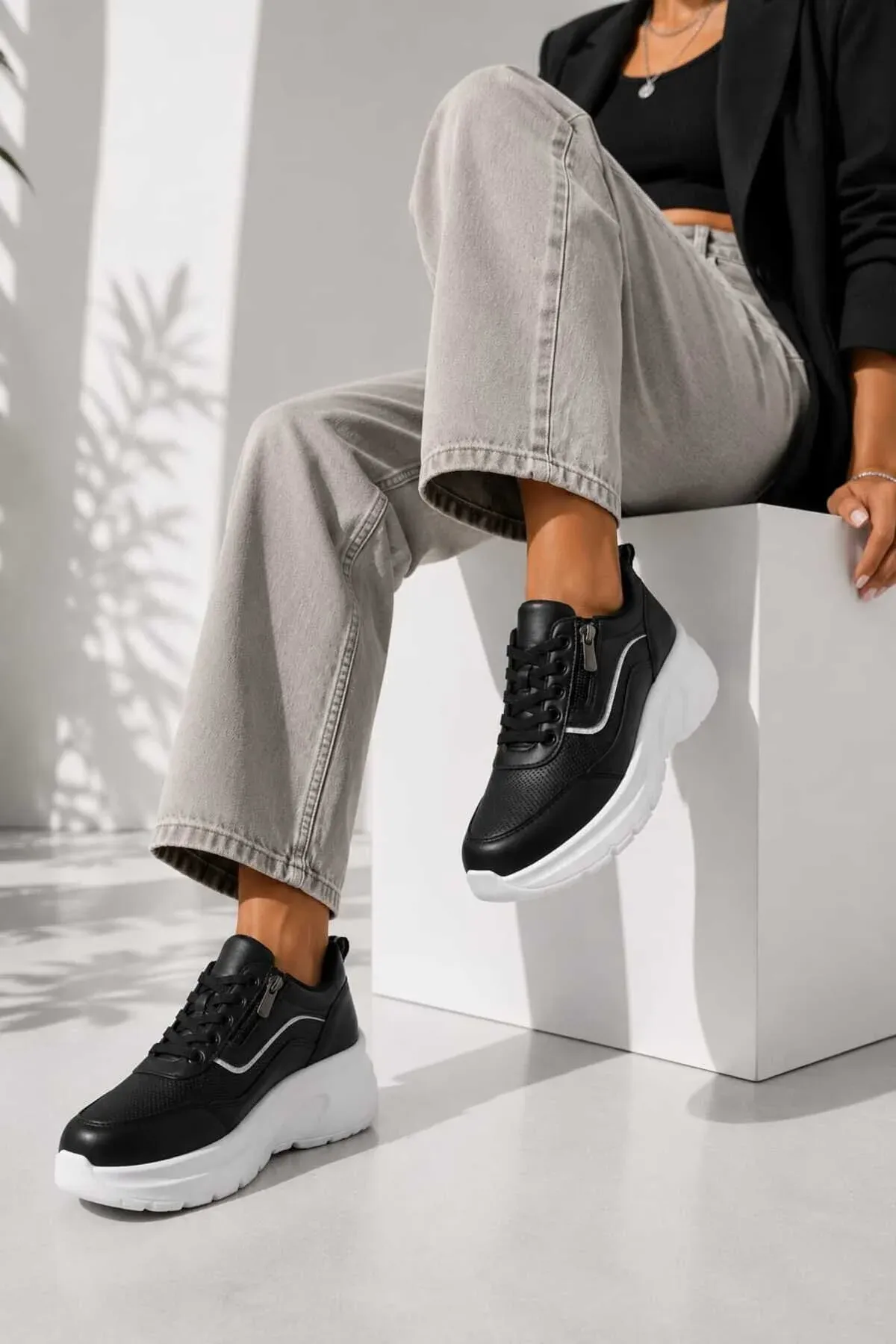 Gyz- Gelin, Gündelik, 6 Cm Galyň Tabanlı, Syrma Görnüşli, Görnükli Sport Aýakgap Sneakers - 37164444 — surat 5/5