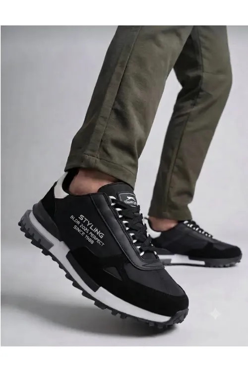Erkek Gündelik Paraşüt Materiýal Sneaker Aýakgap Reňkli Kaymaz Galyň Padoş- Gara - 37175608