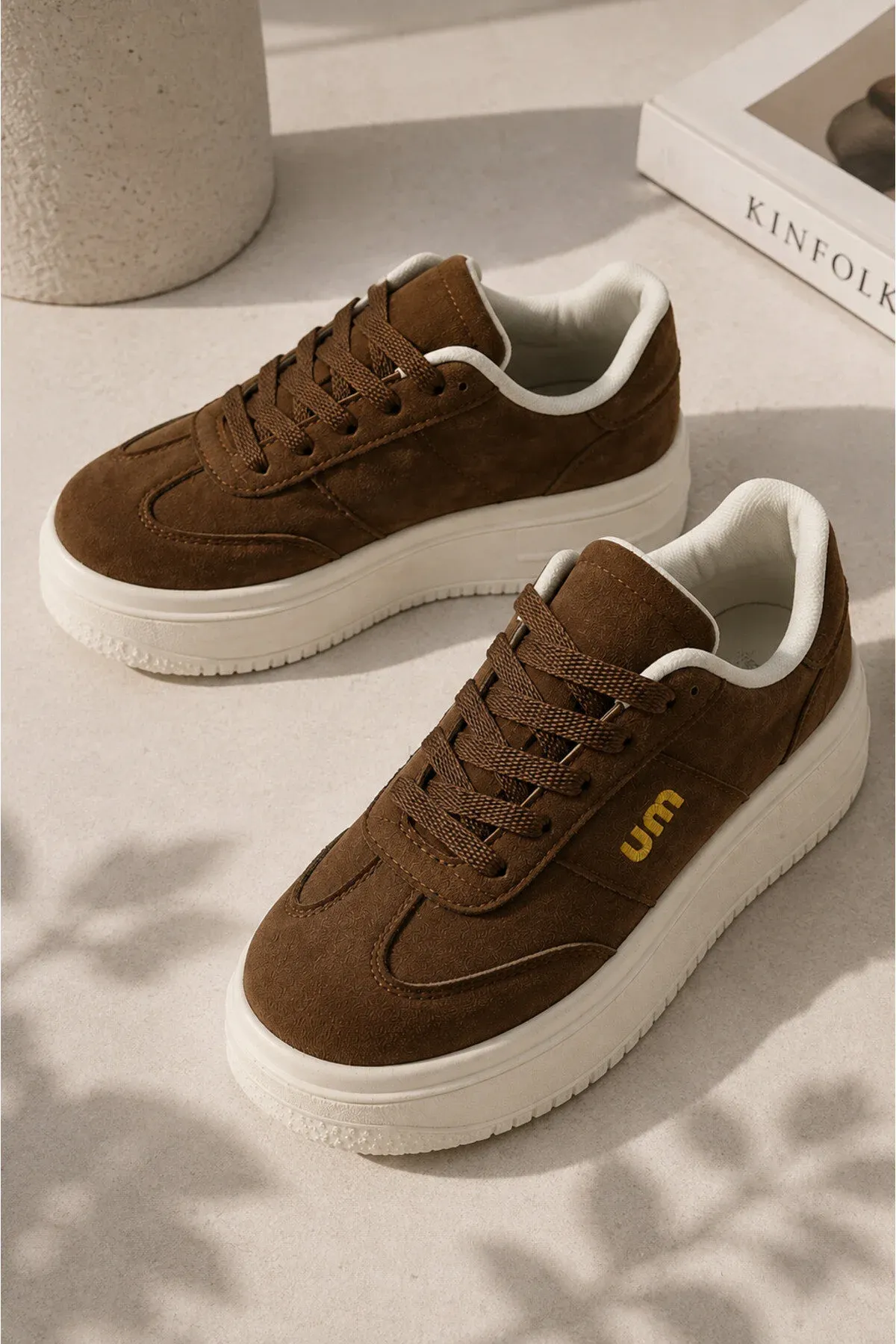 Gyz- Gelin, Zamuş Doku, 5 Cm Galyň Tabanlı, Bagjykly, Gündelik Sneaker Aýakgap - 37169344 — surat 2/8