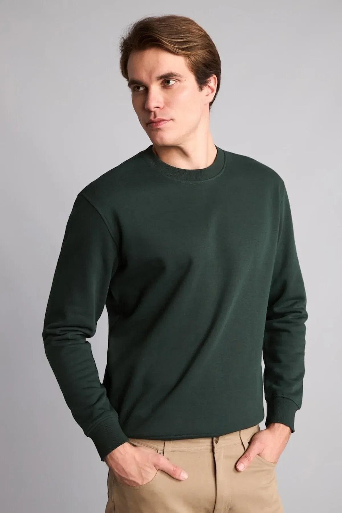 Regular Fit Tegelek Ýaka Basic Sweatshirt H5180ax26au - 37170291 — surat 1/5