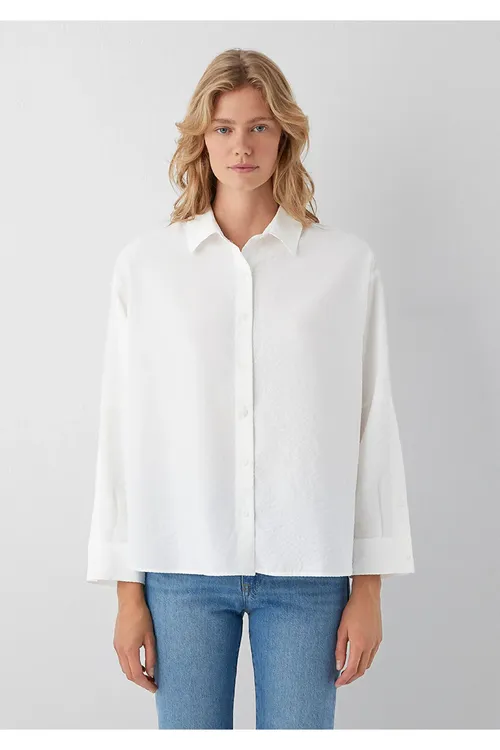 (tencel™) Lyocell Gatyşykly Ak Köýnek Giň/ Giňiş Biçim 1220468- 89583 - 37193285 — surat 3/7
