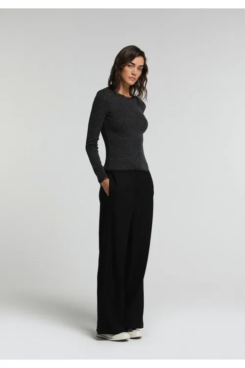 Slim Fit Gyz-gelin Gara Tişört - 37194706 — surat 3/6