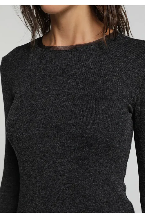 Slim Fit Gyz-gelin Gara Tişört - 37194706 — surat 4/6