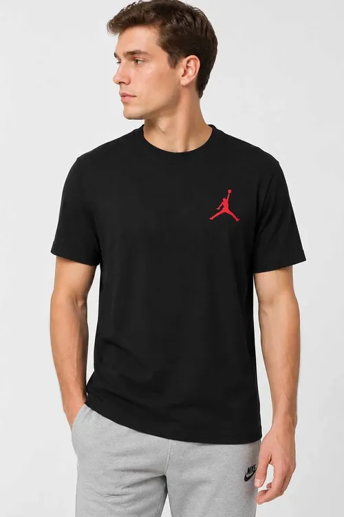Jordan Erkek Gara Basic Tişört Gyzyl Jumpman Logoly Gündelik Sport Pagta Giň Rahat Fit - 37153410