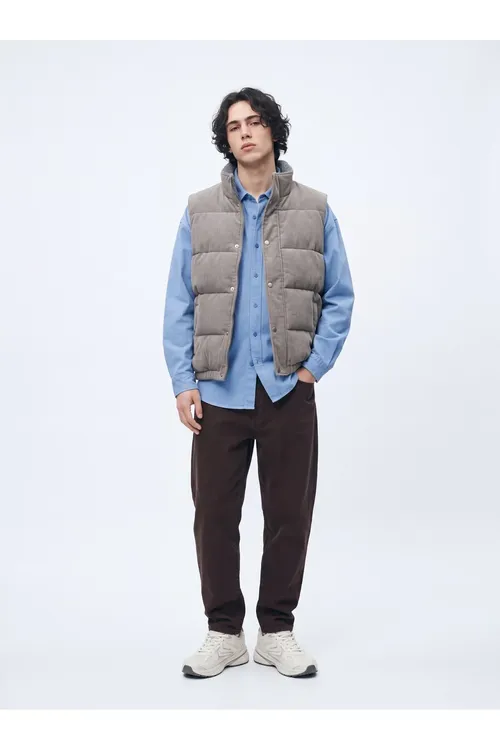 Relaxed Fit Tencel Gök Köýnek - 37176326