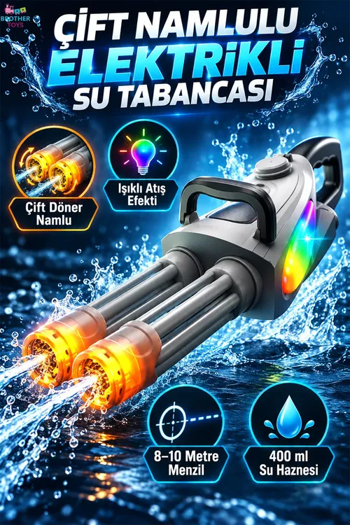 Makineli Otomatik Atış Yapan Işıklı Elektrikli Minigun Model Suw Tabancası 400 Ml Depo 57 Cm. - 37170033