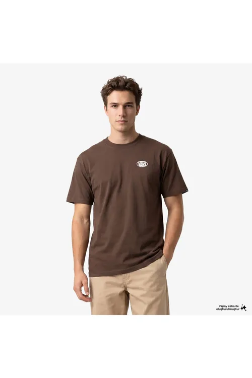 Oval Logo Loose Erkek Goňur T- Shirt - 37176688
