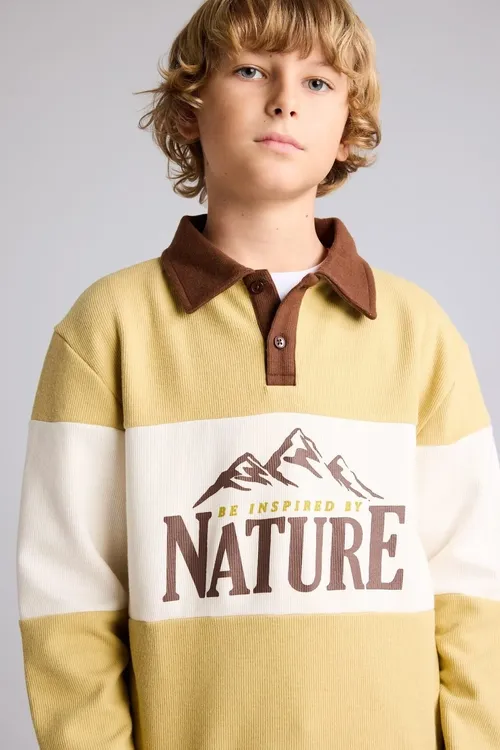 Giň Polo Ýaka Reňk Şekilli Selanik Mata Sweatshirt Erkek Çaga I4699a826wn - 37173535 — surat 4/8