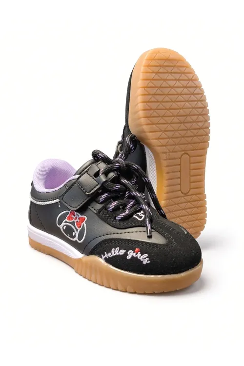 Çaga Ortopedi Cırt We Bagjykly Figürlü Kaymaz Padoş Suw Itici Materiýal Sneaker Aýakgap- Gara - 37171899