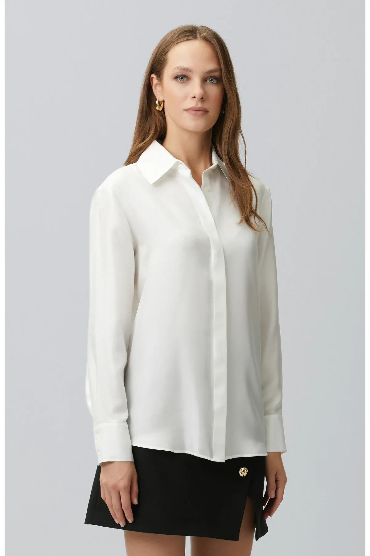 Kırık Ak Limited Ýüpek Twill Köýnek - 37193202 — surat 4/7