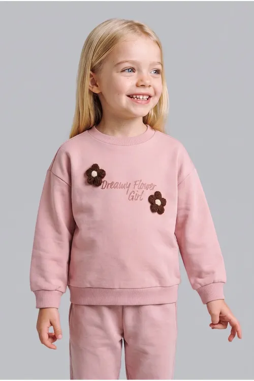 Regular Fit Tegelek Ýaka Gülli Içi Ýumşak Tüýli Sweatshirt Gyz Bäbek I5285a526wn - 37169423
