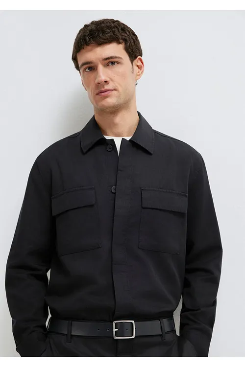Black gara köýnek, adaty kesim (Regular Fit) 0211980-900 - 34094587