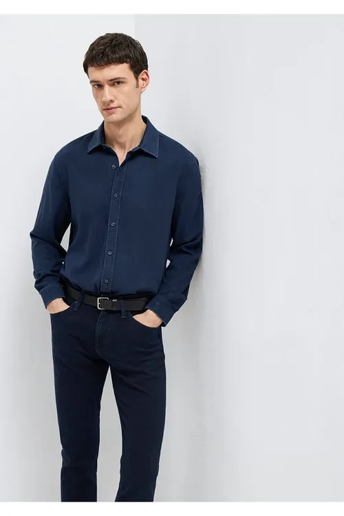 Goýy gök (TENCEL™) liosel köýnek, Regular Fit / Adaty kesim 0210818-70494 - 34094531