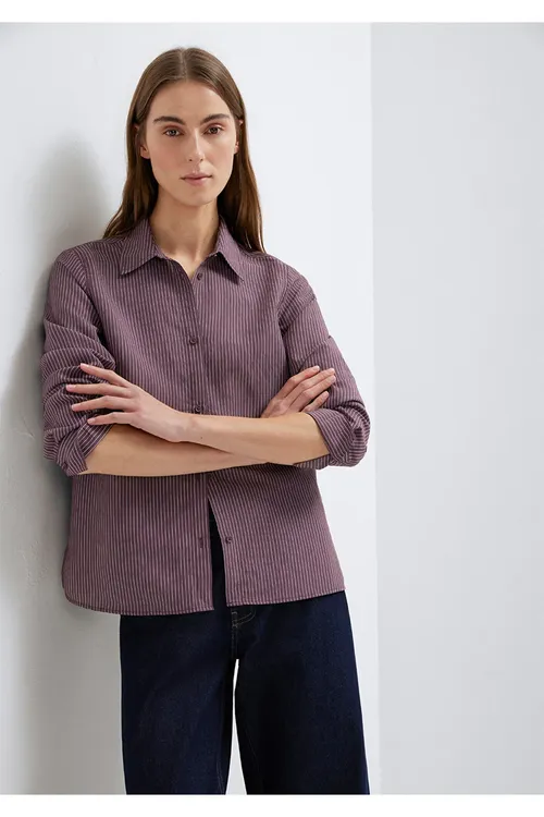 TENCEL™ liosel garyşykly çyzykly köýnek adaty kesim 1211374-91569 - 34094351