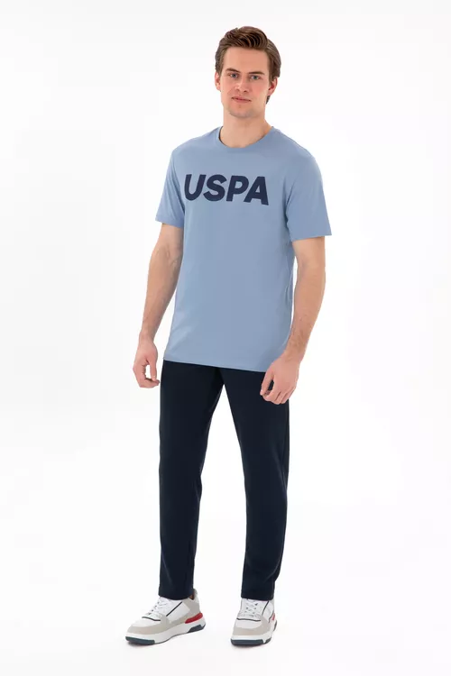 Goýy gök reňkli Slim Fit erkek sport jalbary - 27198400