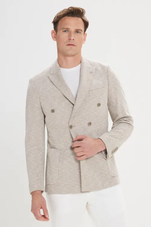 Sarymtyl reňkli nagyşly iki taraplaýyn ilatly Slim Fit penjegi - 28779017
