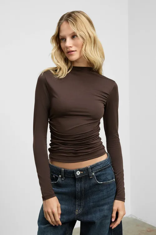 SOLEMA Slim goýy goňur reňkli aýal-gyz bluzkasy - 36622943