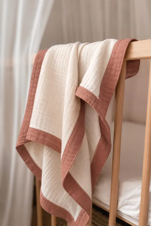 Galyň jähekli iki gat arassalanmadyk organiki muslin plýed 85x90 sm goňur - 36622521
