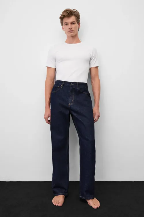 Ryder Erkek Loose Fit Jean Goýy Gara-gök Jean - 37200808
