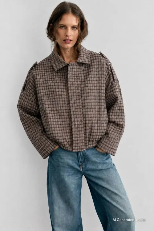Vizon Çyzykly Nagyşly Giň Gyz-gelin Bomber Penjek Mg2920 - 37185441