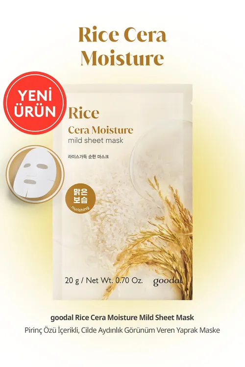 Tüwi ekstratly derini ýagtylandyryjy listli maska GOODAL Rice Cera Moisture Mild Sheet Mask - 33198132
