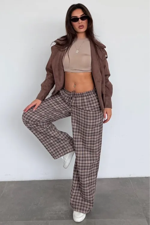 Goňur rezinli belli giň paça ekose balak MG2658 - 33993291