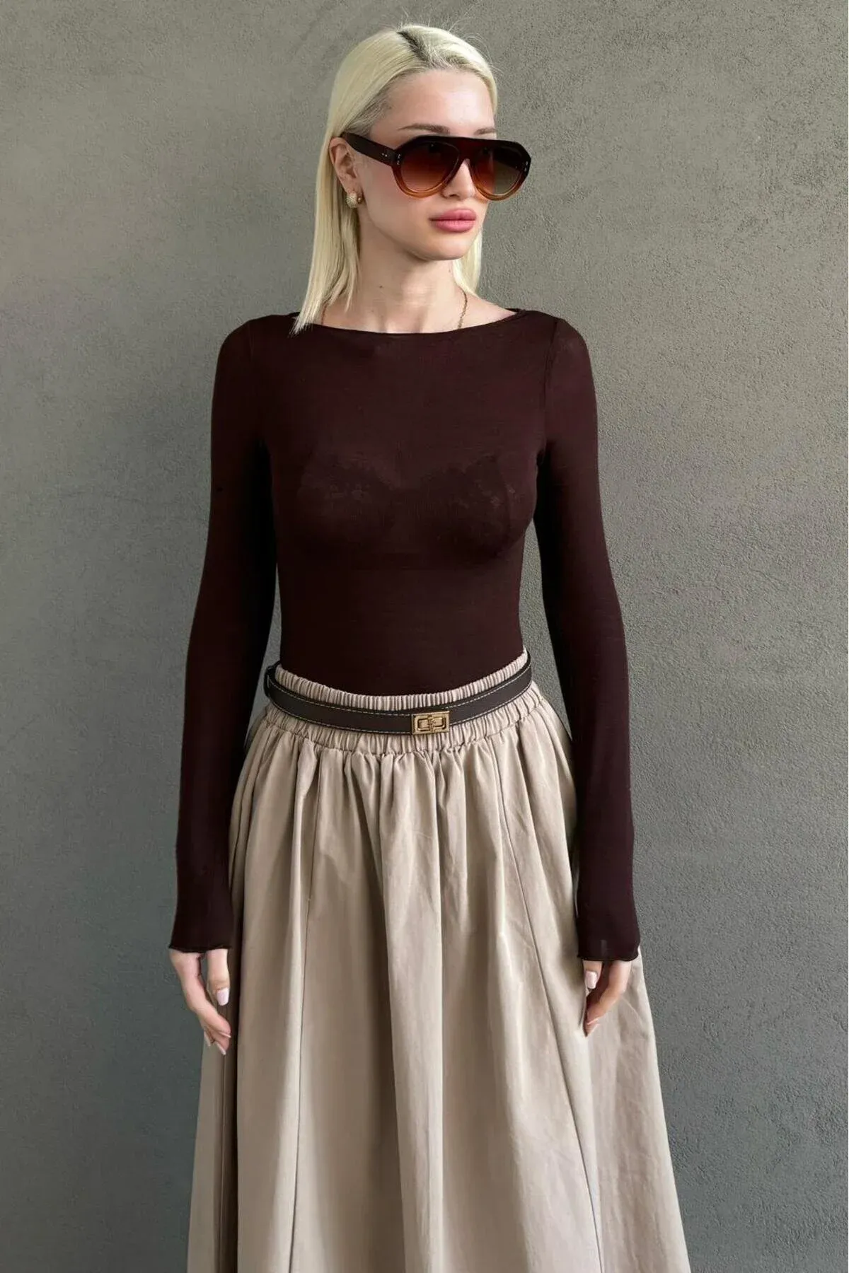 Goňur gaýyk ýaka dury aýallar bluzi MG2663 - 33993245 — surat 2/4