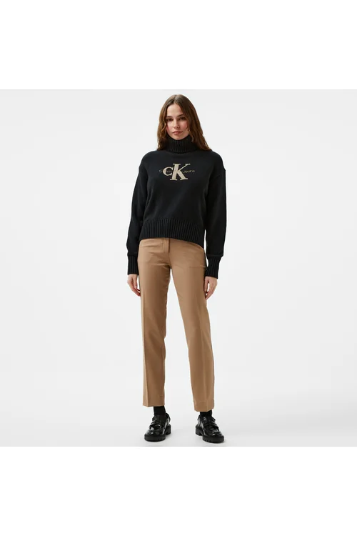 Calvin Klein Stretch Wool Slim Tapered Leg zenan goňur reňkli balagy - 34116305