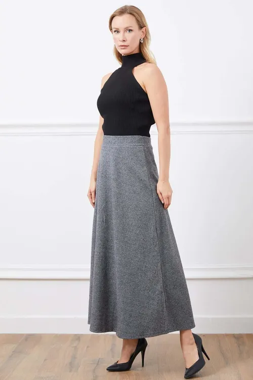 Bili syrmaly nagyşly maksi ýubka - 36524550