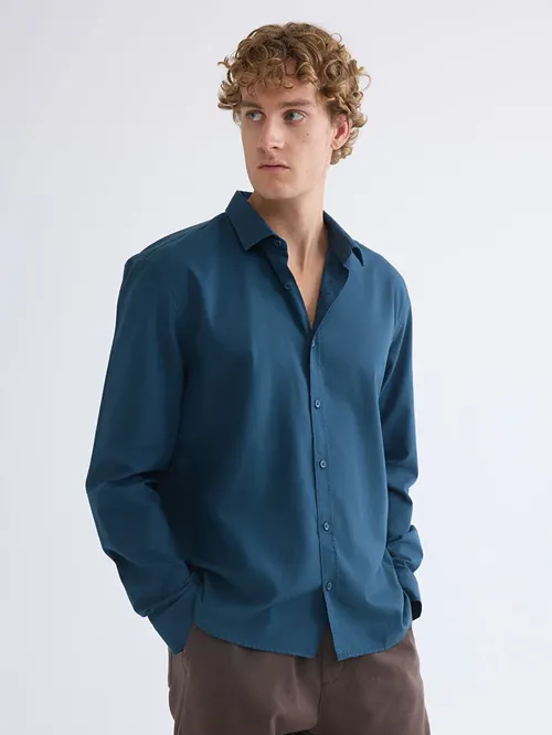 Regular Fit Ýeňli Gabardin Erkek Köýnek - 28883180