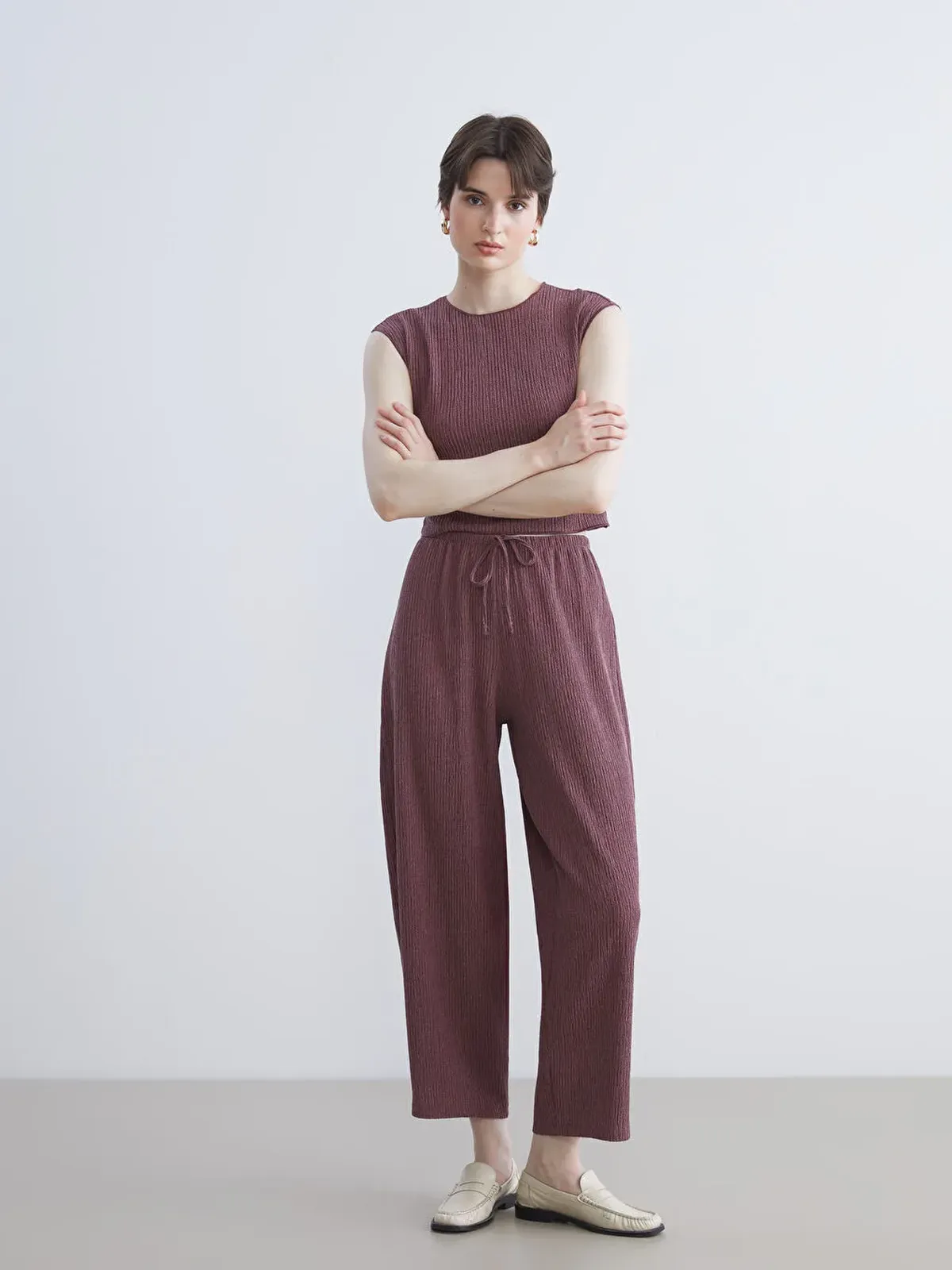 Tegelek ýakaly nagyşly bluzka - 28891164 — surat 2/5