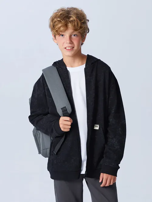 Kapuşonly Erkek Çaga Syrmaly Sweatshirt - 28881526