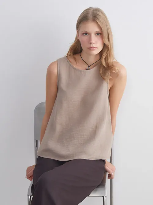 Togalak ýakaly muslin bluzka - 28891704