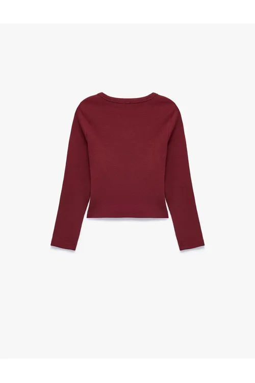Keşde aýratynlykly dar fason pagta kaşkorse tegelek ýakaly uzyn ýeňli futbolka Slim Fit - 36629536 — surat 2/3