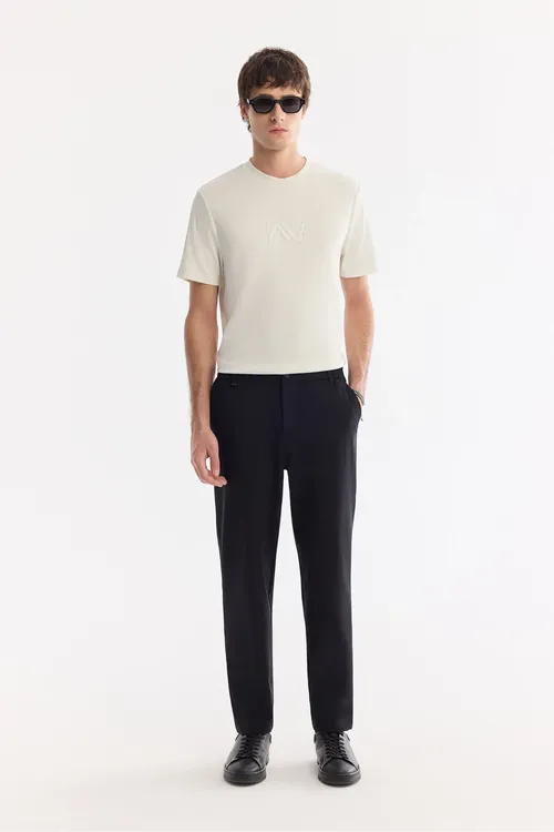 Erkek gara gapdaly rezinkaly gyryşmaz tehniki mata Slim Fit balak A61Y3077 - 34105405