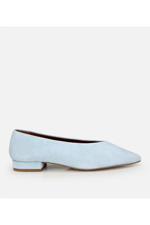 Aýal suede deri gök ýiti burunly babet - 34285392