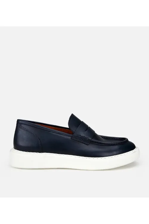 Erkek deri goýy gök galyň dabanly gündelik lofer - 34285289