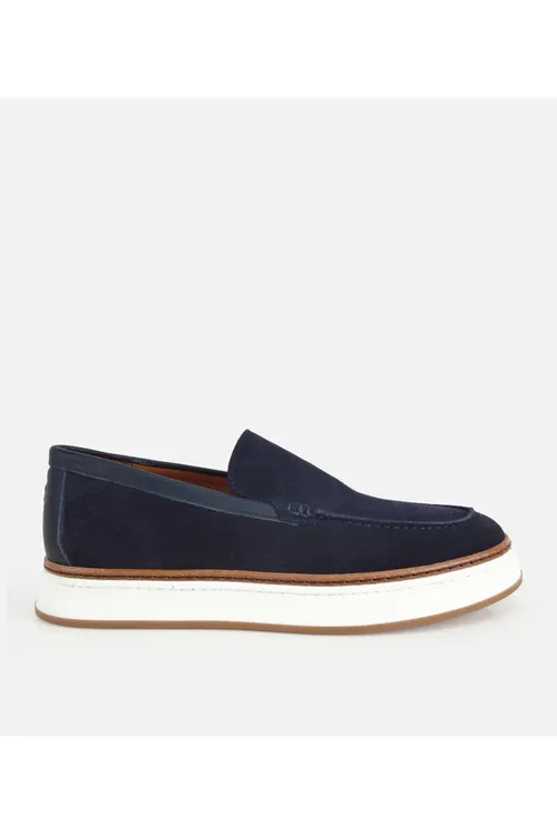 Erkek suede deri goýy gök galyň dabanly gündelik lofer - 34285202