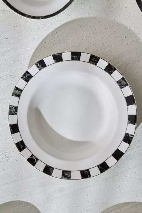 Kletka görnüşli çuň farfor tarelka 22 sm - 17811804