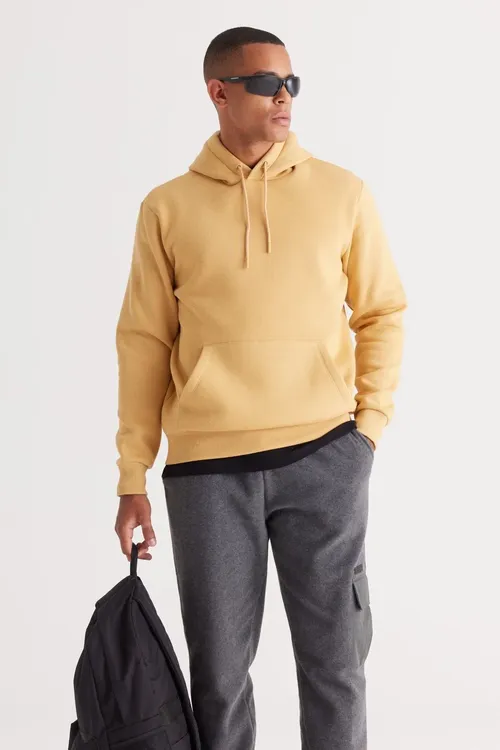 Erkek Sary Standart Fit Adaty Biçim Kapuşonly Kese Jübili Pagta Sweatshirt - 18312149 — surat 2/6