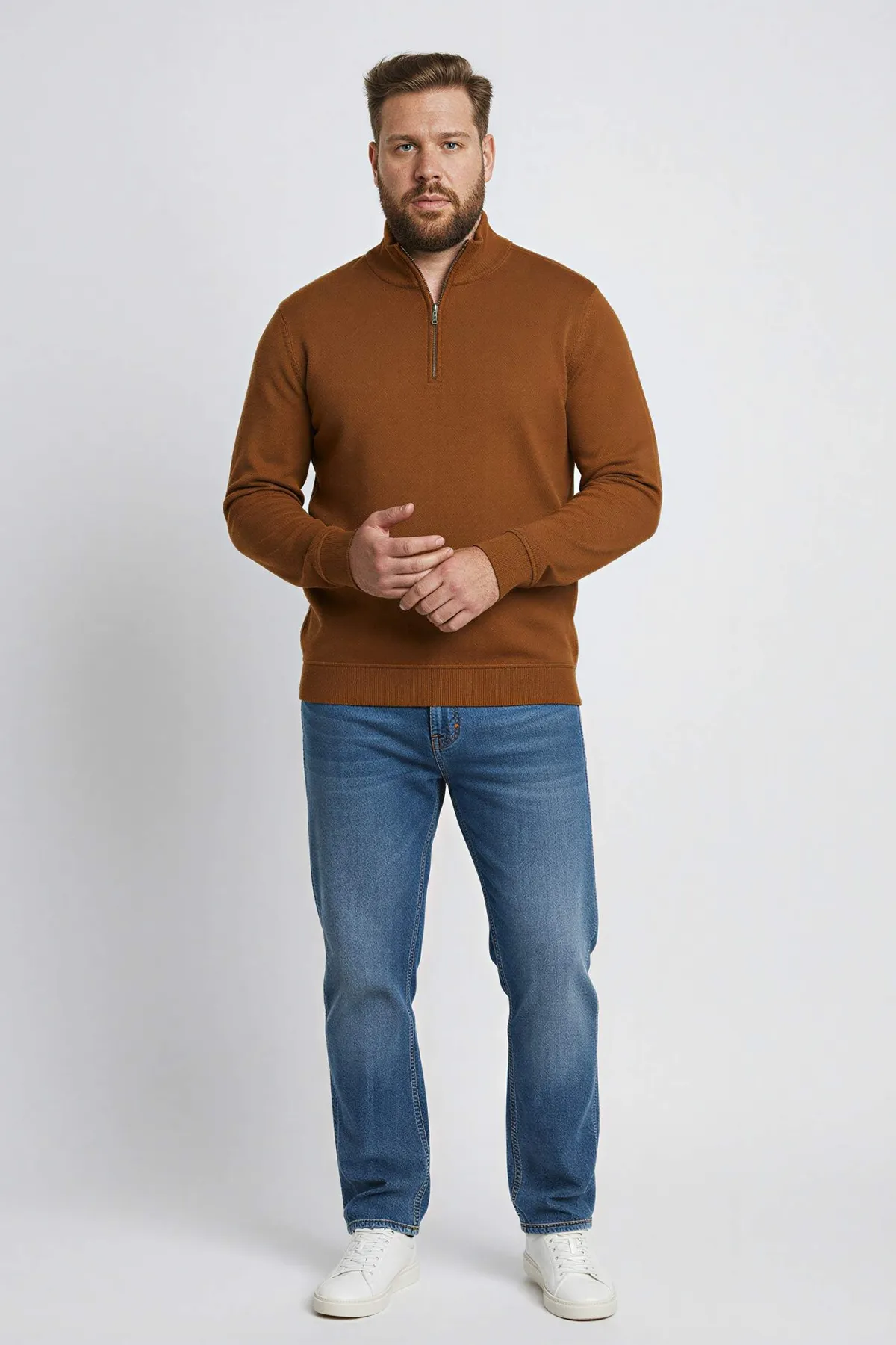 Regular Fit Ýarym Wodolazka Ýaka Syrmaly Galyň Sweatshirt - 30994370 — surat 2/5