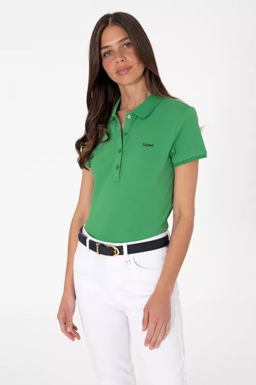 Açyk ýaşyl aýallar polo futbolkasy - 27513127