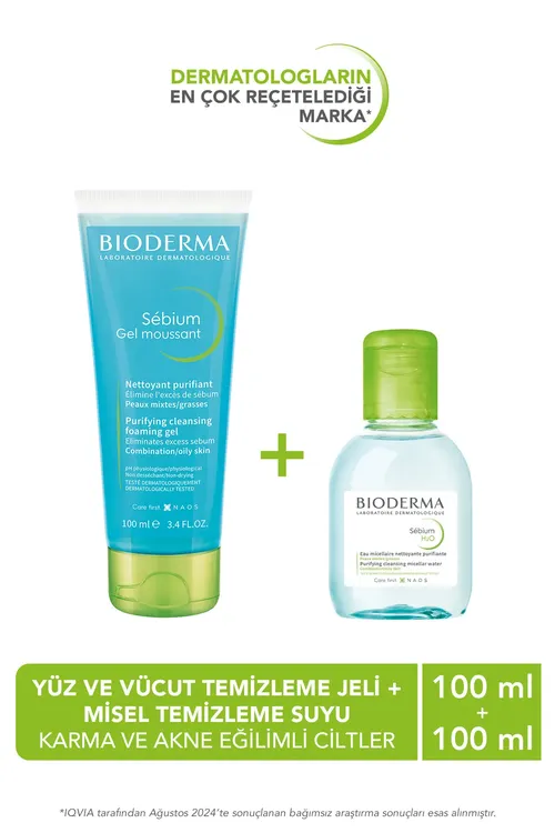 Sebium akne ýykgyn deri üçin arassalaýjy misellýar suwy 100ml we ýüz arassalaýjy geli 100ml - 26192346