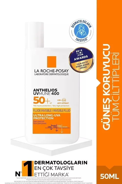 Anthelios Uvmune 400 Invisible Fluid ýüz üçin günüň şöhlesinden goraýan krem SPF50+ 50ml - 25376088