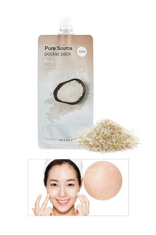 Öli derini arassalaýjy we agardajy tüwi pilingi 10 ml Pure Source Pocket Pack Rice - 25879675