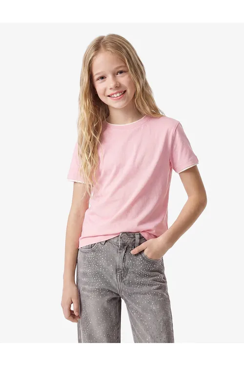 Modal garyşykly tegelek ýakaly gysga kol Slim Fit futbolka - 36467709