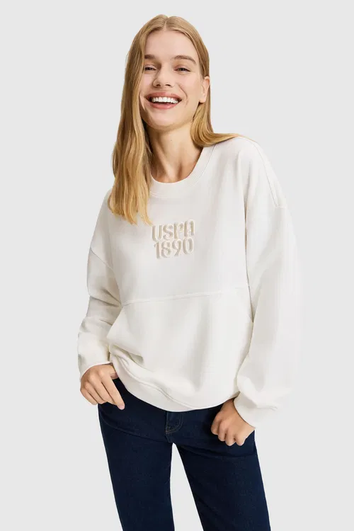 Gyz-gelin Fildişi Tegelek Ýaka Sweatshirt - 37209584