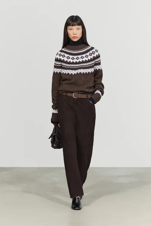 Ýüň Gatyşykly Jacquard Stilinde Mata Trikotaž Jempir - 37209432