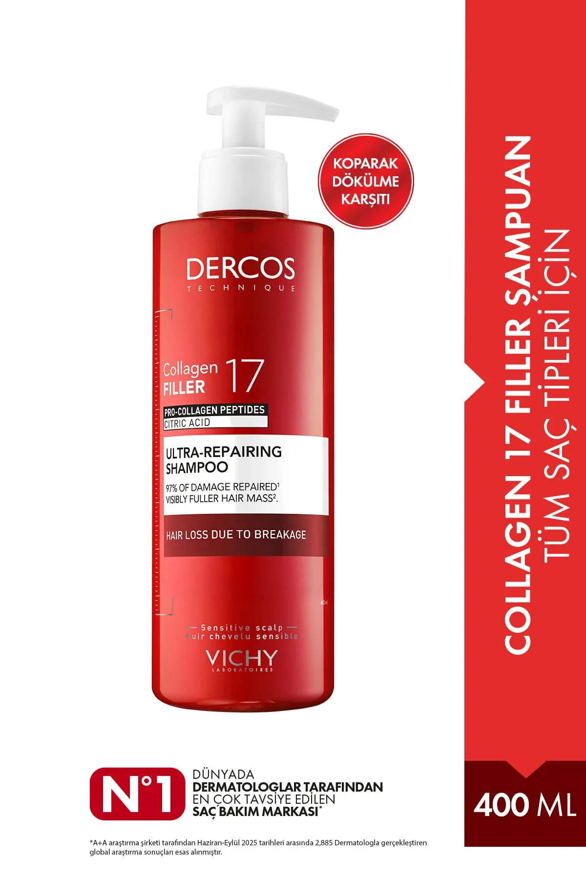 Dercos Collagen 17 Filler ähli saç tipleri üçin şampun, 400 ml - 34200388 — surat 1/7